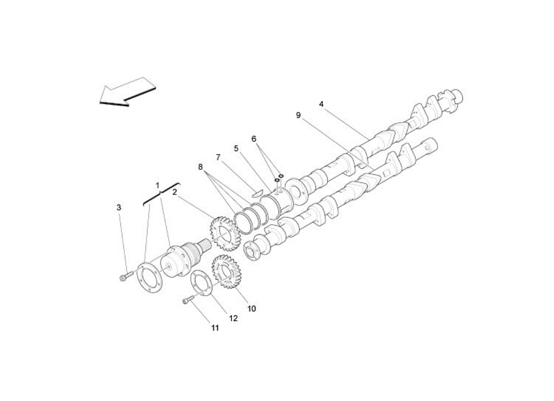 Rh cylinder head camshafts