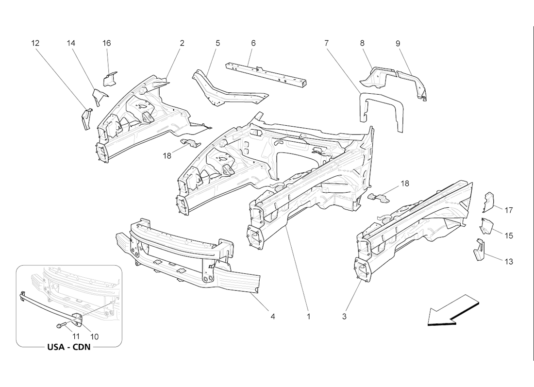 Front structural frame s and sheet panels